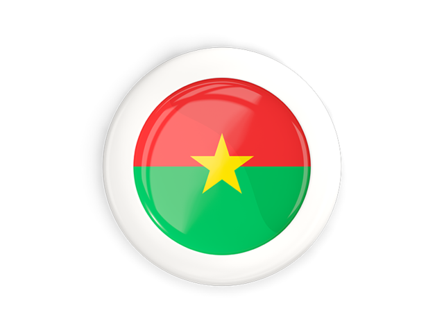 White framed round button. Download flag icon of Burkina Faso at PNG format