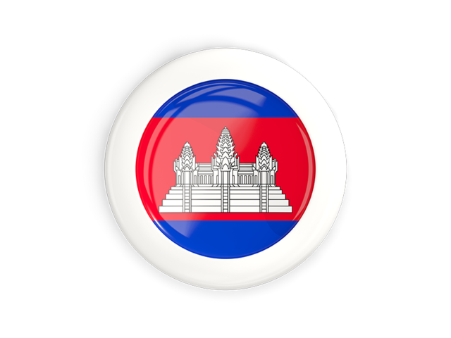 White framed round button. Download flag icon of Cambodia at PNG format