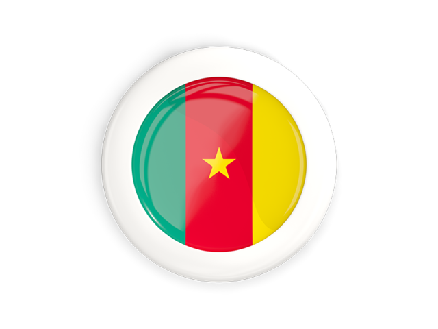 White framed round button. Download flag icon of Cameroon at PNG format