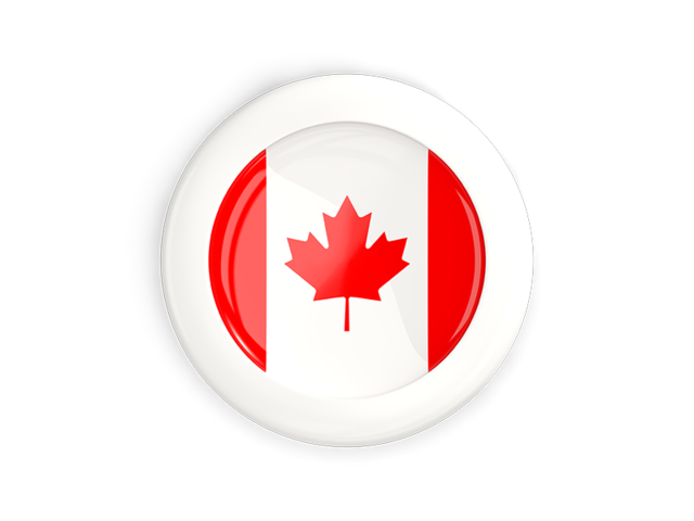 White framed round button. Download flag icon of Canada at PNG format