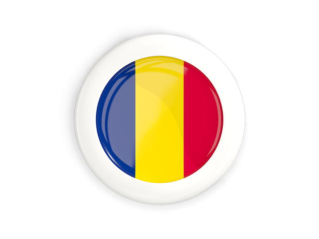 White framed round button. Download flag icon of Chad at PNG format