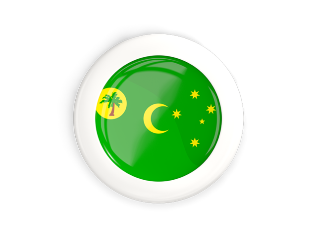 White framed round button. Download flag icon of Cocos Islands at PNG format