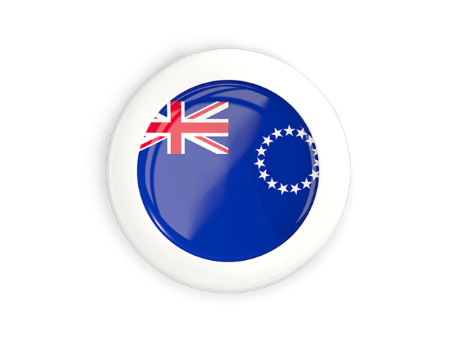 White framed round button. Download flag icon of Cook Islands at PNG format