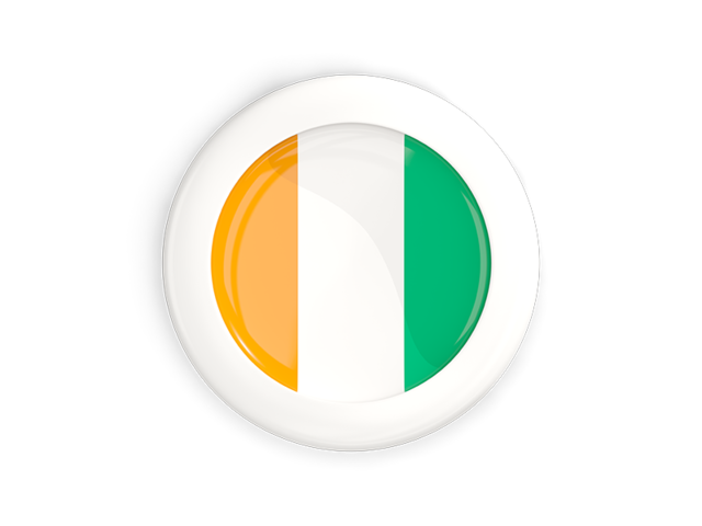 White framed round button. Download flag icon of Cote d'Ivoire at PNG format
