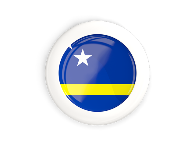 White framed round button. Download flag icon of Curacao at PNG format