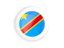Democratic Republic of the Congo. White framed round button. Download icon.