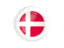 Denmark. White framed round button. Download icon.