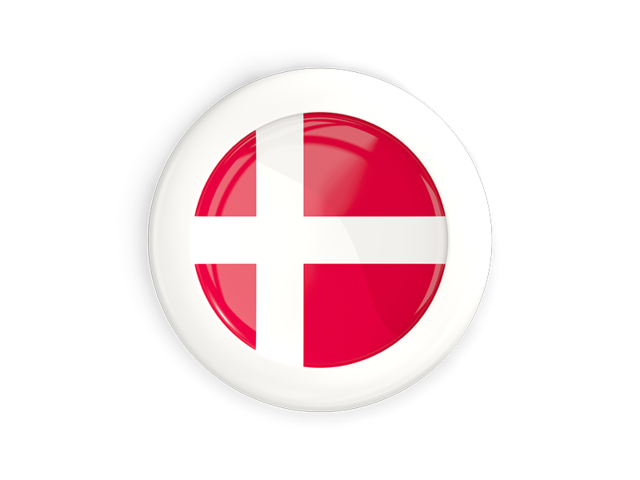 White framed round button. Download flag icon of Denmark at PNG format