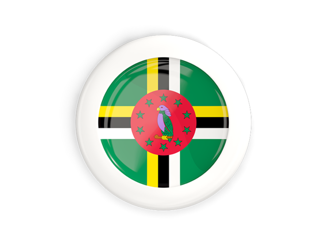 White framed round button. Download flag icon of Dominica at PNG format