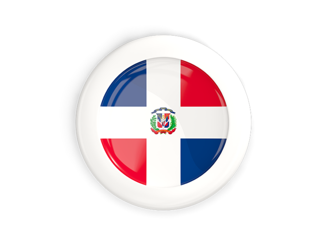 White framed round button. Download flag icon of Dominican Republic at PNG format