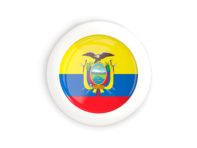 White framed round button. Download flag icon of Ecuador at PNG format