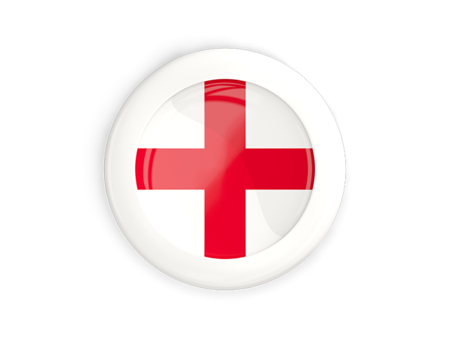 White framed round button. Download flag icon of England at PNG format