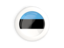 Estonia. White framed round button. Download icon.