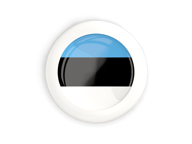 White framed round button. Download flag icon of Estonia at PNG format