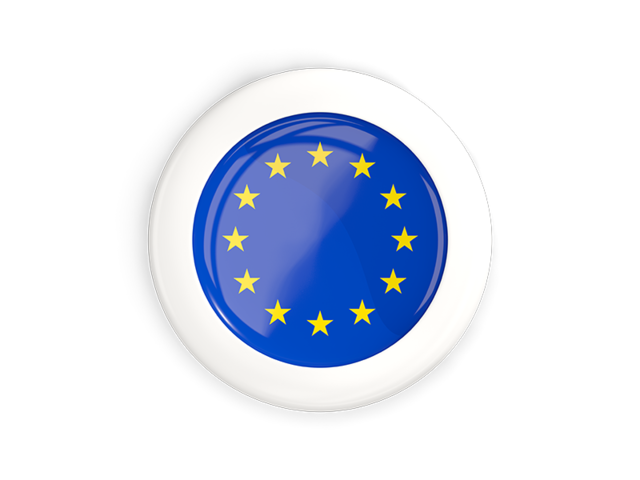 White framed round button. Download flag icon of European Union at PNG format