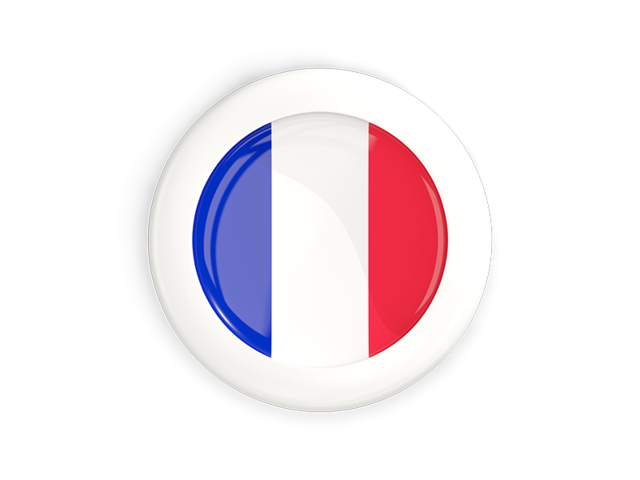 Круглая кнопка с белой рамкой. Скачать флаг. Франция