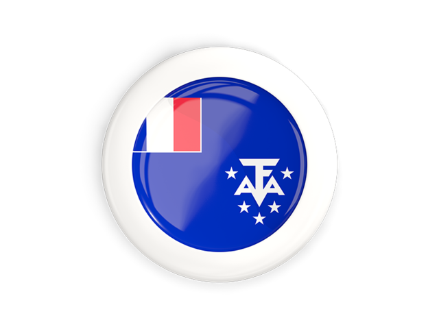 White framed round button. Download flag icon of French Southern and Antarctic Lands at PNG format