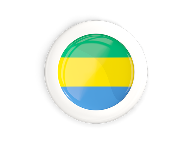 White framed round button. Download flag icon of Gabon at PNG format
