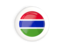 Gambia. White framed round button. Download icon.