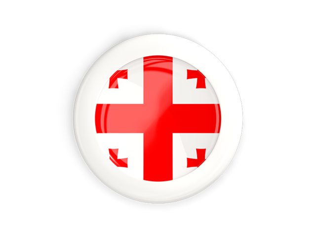 White framed round button. Download flag icon of Georgia at PNG format