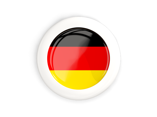 Круглая кнопка с белой рамкой. Скачать флаг. Германия