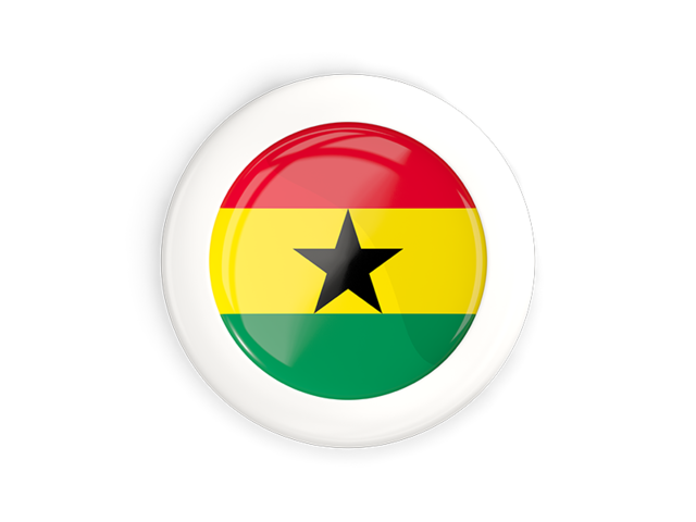 White framed round button. Download flag icon of Ghana at PNG format