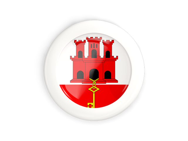 White framed round button. Download flag icon of Gibraltar at PNG format