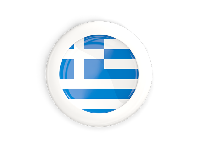 White framed round button. Download flag icon of Greece at PNG format