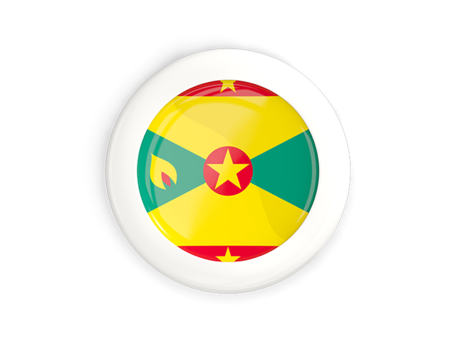 White framed round button. Download flag icon of Grenada at PNG format