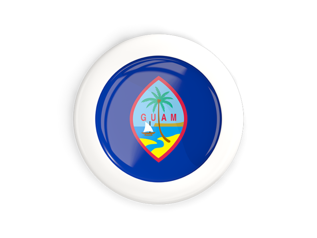 White framed round button. Download flag icon of Guam at PNG format