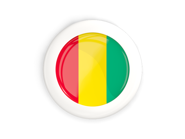 White framed round button. Download flag icon of Guinea at PNG format