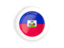 Haiti. White framed round button. Download icon.