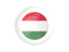 Hungary. White framed round button. Download icon.