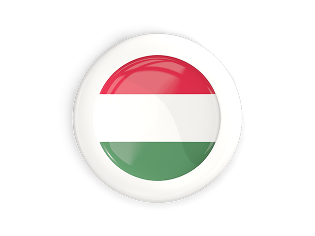 White framed round button. Download flag icon of Hungary at PNG format