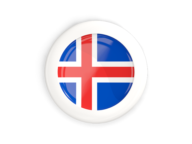 Круглая кнопка с белой рамкой. Скачать флаг. Исландия