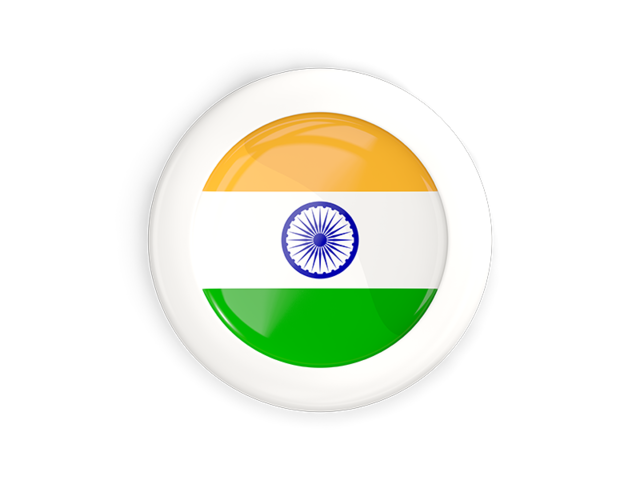 White framed round button. Download flag icon of India at PNG format