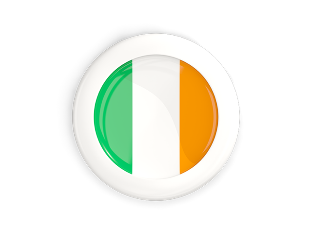Круглая кнопка с белой рамкой. Скачать флаг. Ирландия