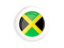 Jamaica. White framed round button. Download icon.