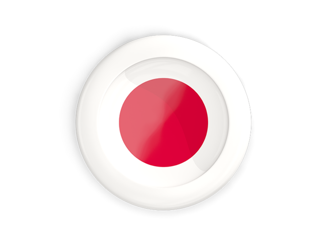 Круглая кнопка с белой рамкой. Скачать флаг. Япония
