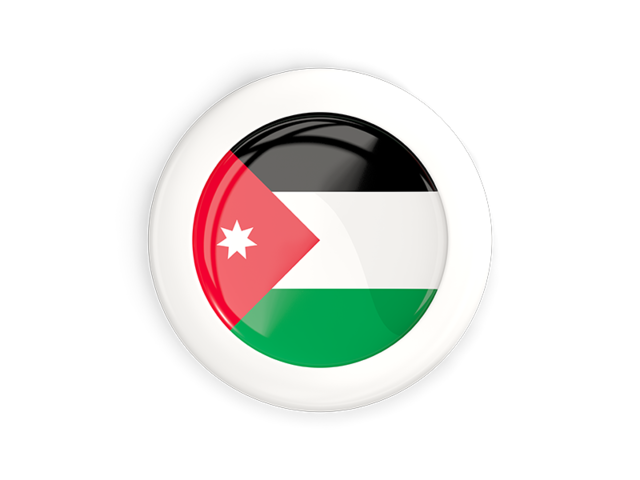 White framed round button. Download flag icon of Jordan at PNG format