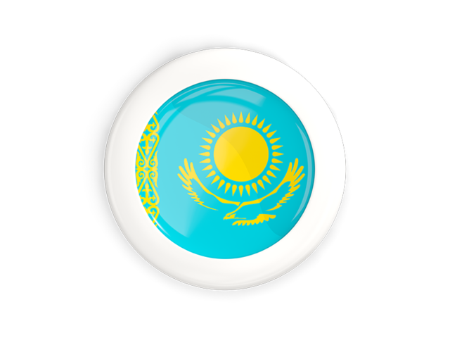 White framed round button. Download flag icon of Kazakhstan at PNG format