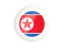 North Korea. White framed round button. Download icon.