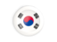South Korea. White framed round button. Download icon.