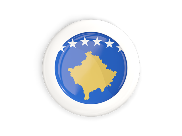 White framed round button. Download flag icon of Kosovo at PNG format