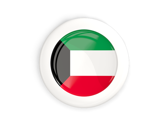 White framed round button. Download flag icon of Kuwait at PNG format