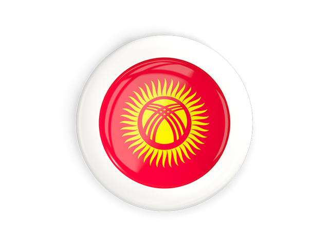 White framed round button. Download flag icon of Kyrgyzstan at PNG format