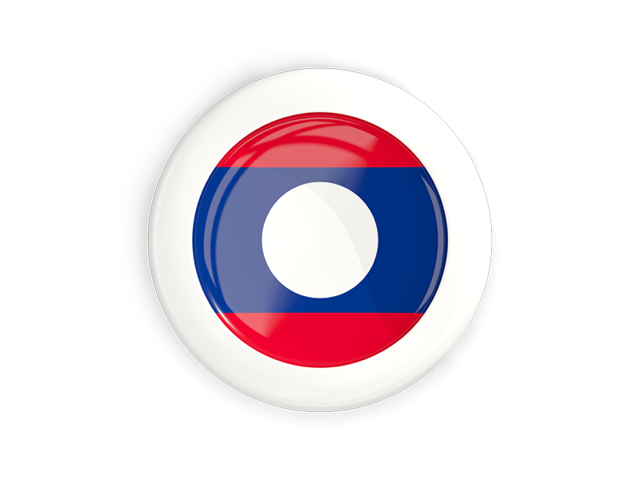 White framed round button. Download flag icon of Laos at PNG format