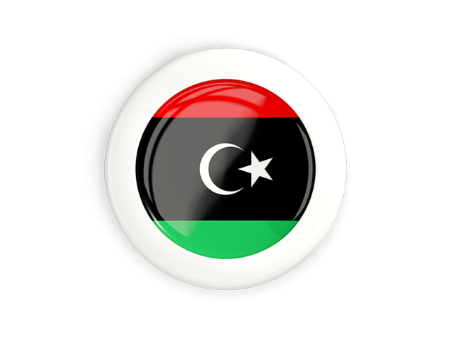 White framed round button. Download flag icon of Libya at PNG format