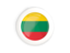 Lithuania. White framed round button. Download icon.