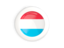 Luxembourg. White framed round button. Download icon.